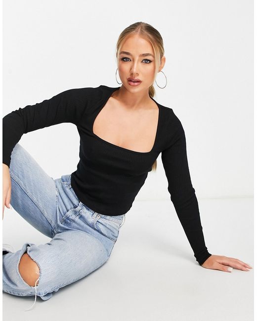 Asos Design square neck long sleeve top in