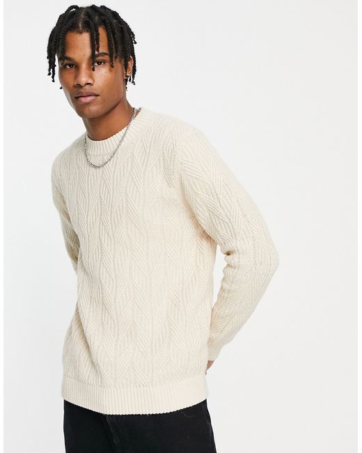 Selected Homme oversized cable knit sweater in