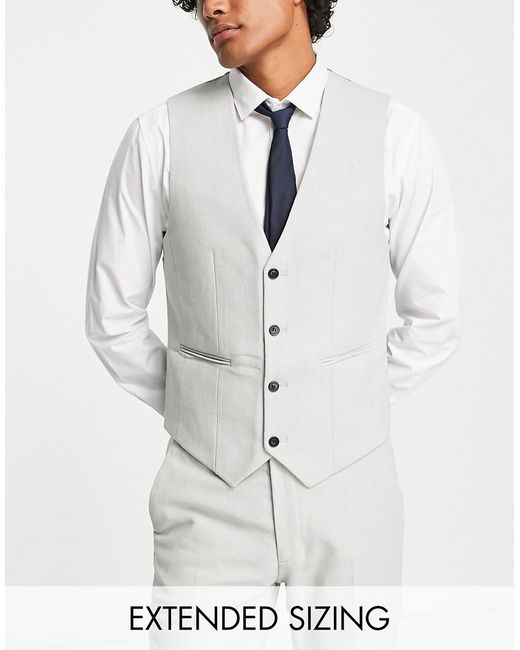 Asos Design skinny wool mix suit vest in basketweave texture ice