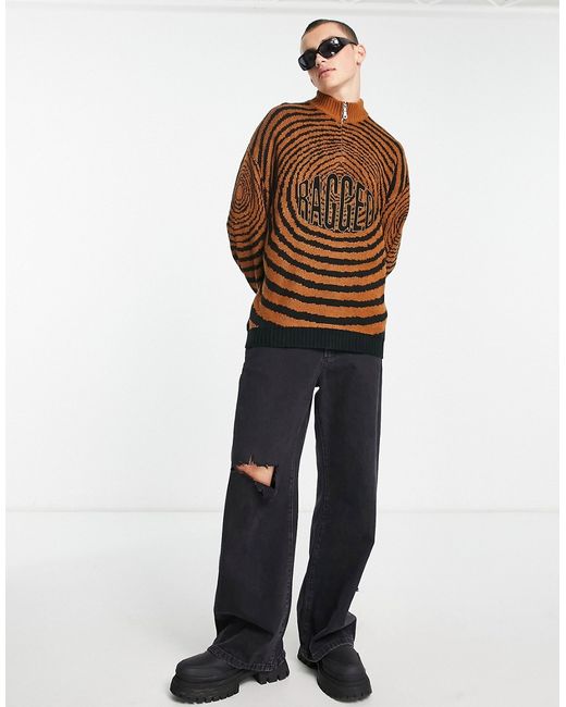 The Ragged Priest spiral half zip knitted sweater in