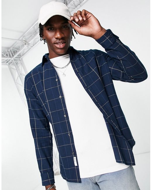 Selected Homme windowpane twill check shirt in