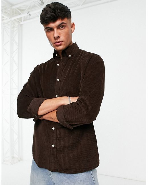 Selected Homme waffle cord shirt in