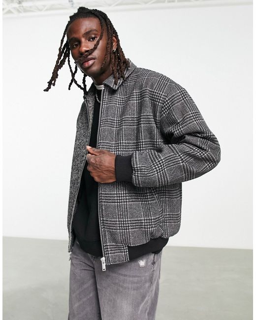 Asos Design oversized cut sew check bomber jacket in