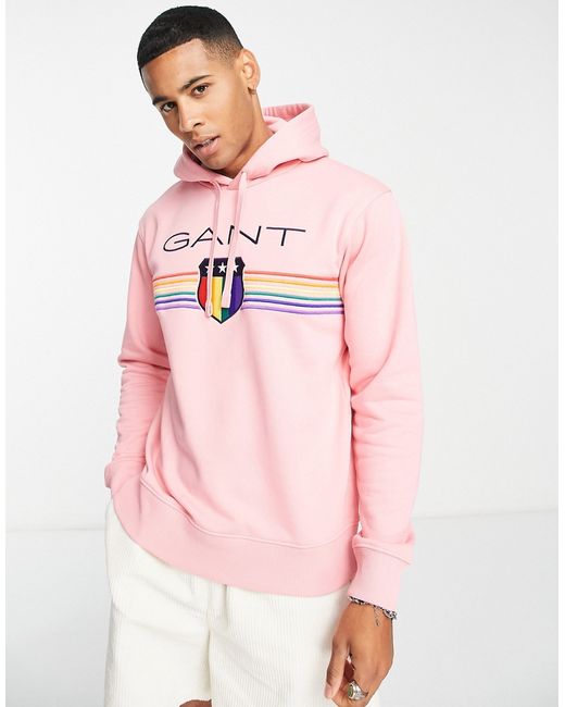 Gant Pride capsule stripe crest logo hoodie in