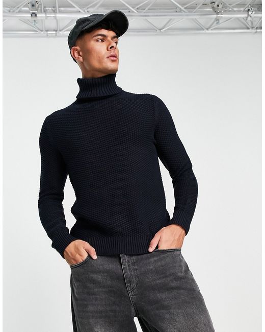 Only & Sons textured roll neck knitted sweater in