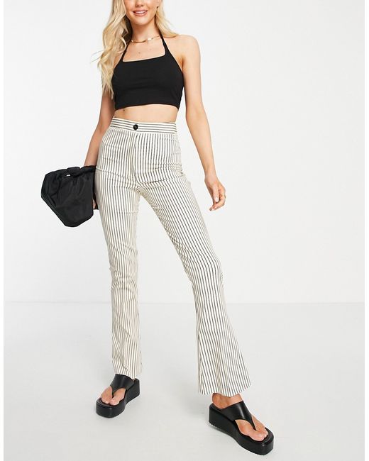 TopShop flared stripe pants in ivory part of a set-