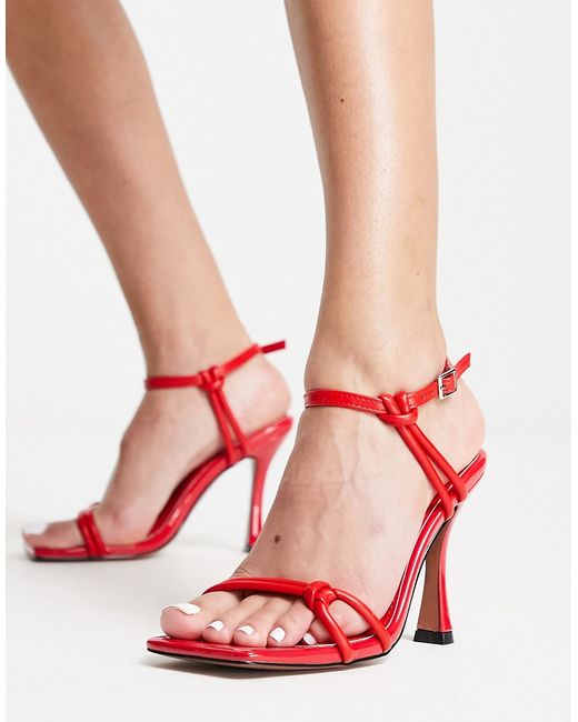 River Island strappy knot detail heeled sandals in