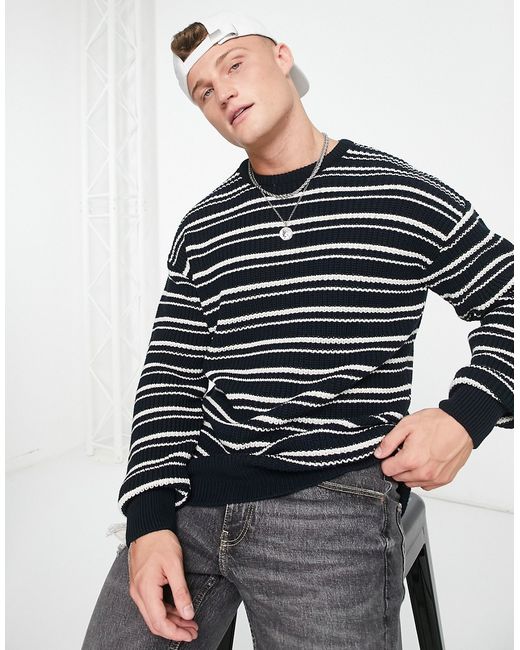 New Look relaxed fit fisherman stripe sweater in