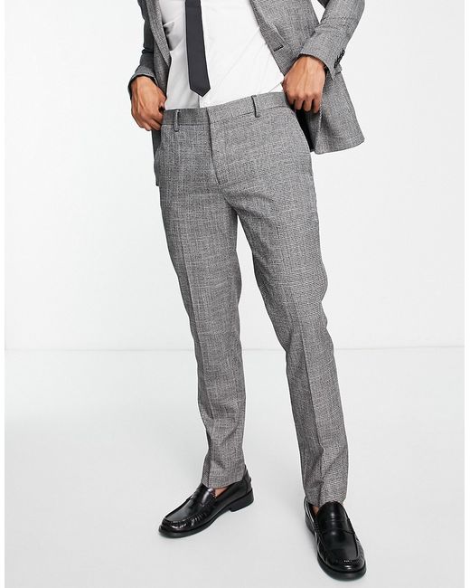 River Island skinny suit pants in hounds tooth-