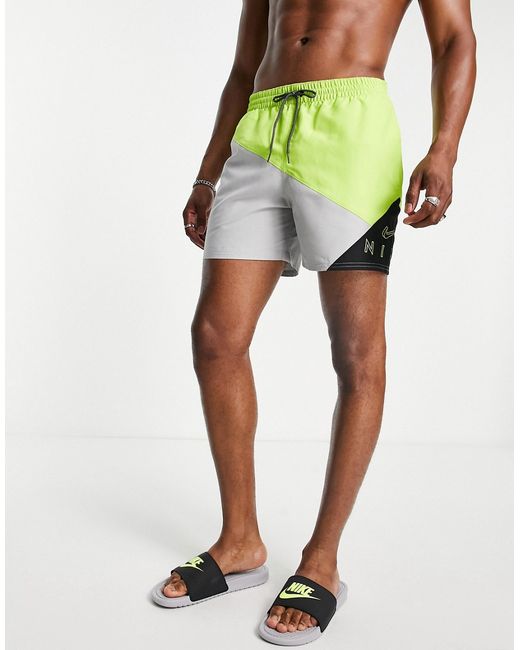 Nike Swimming 5 inch diagonal block shorts in