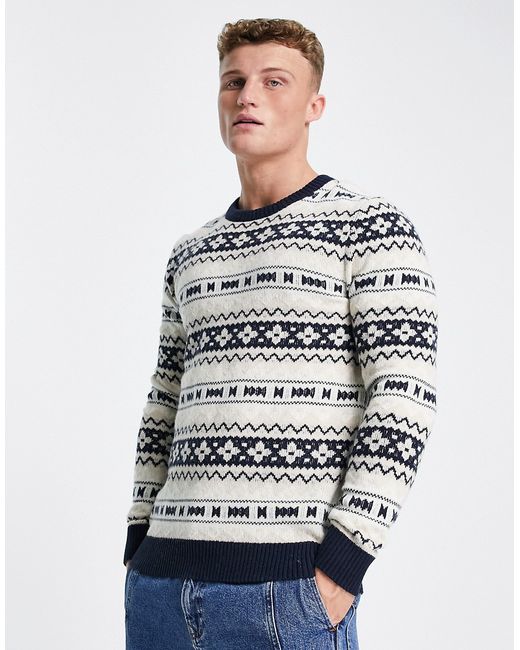 Selected Homme fairisle knit sweater in