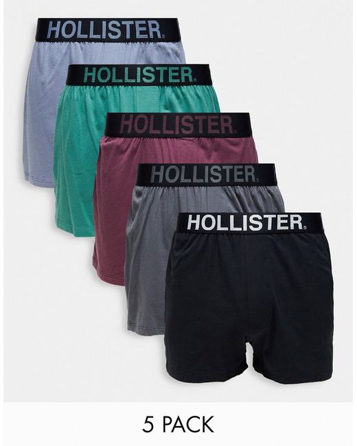 Hollister 5 pack run logo waistband relaxed fit boxers in