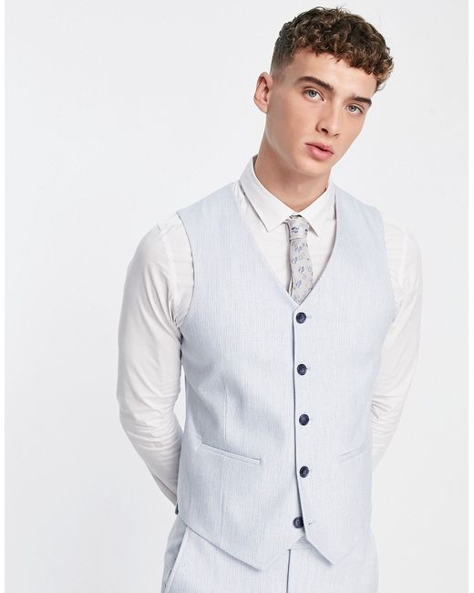 Asos Design super skinny wool mix suit vest in puppytooth check