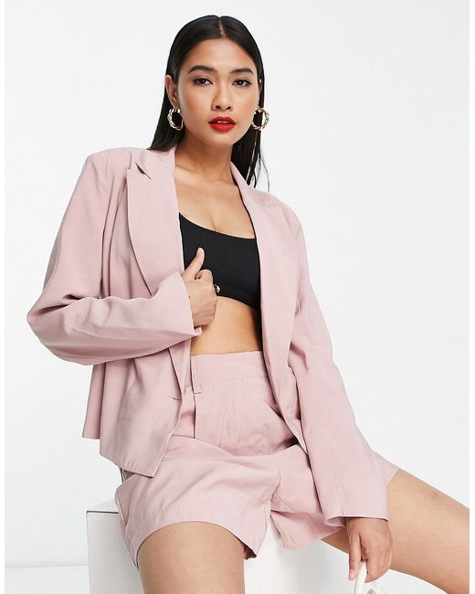 Y.A.S cropped blazer in pale rose part of a set-