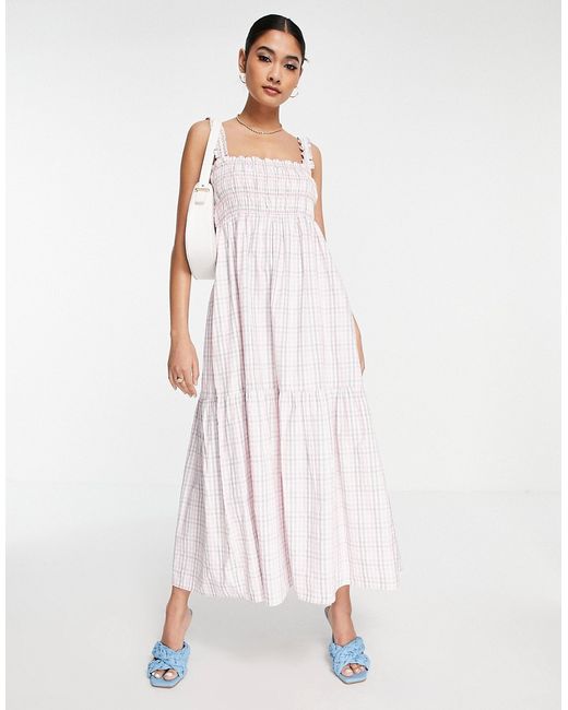 French Connection square neck maxi picnic dress in check