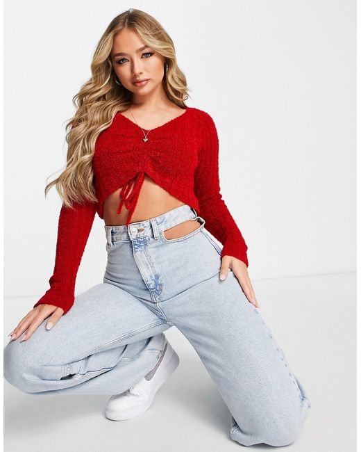 Asos Design sweater in rib with ruched front