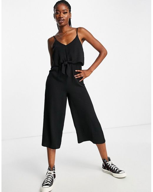 New Look tie front strappy jumpsuit in