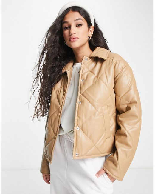 Vero Moda faux leather quilted jacket in