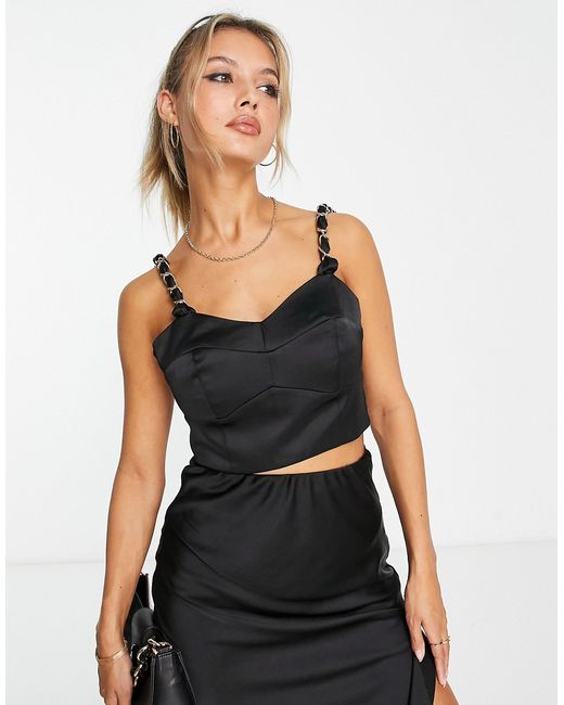 River Island corset top with chain strap detail in