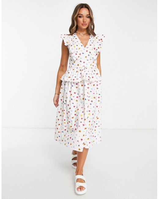Y.A.S ruffle detail maxi dress in floral print
