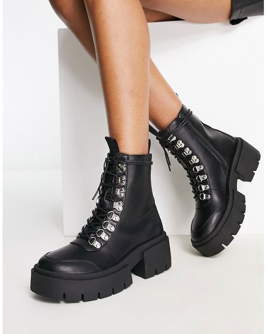 Truffle Collection hiker lace up chunky boots in
