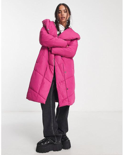 Noisy May longline padded coat with hood in