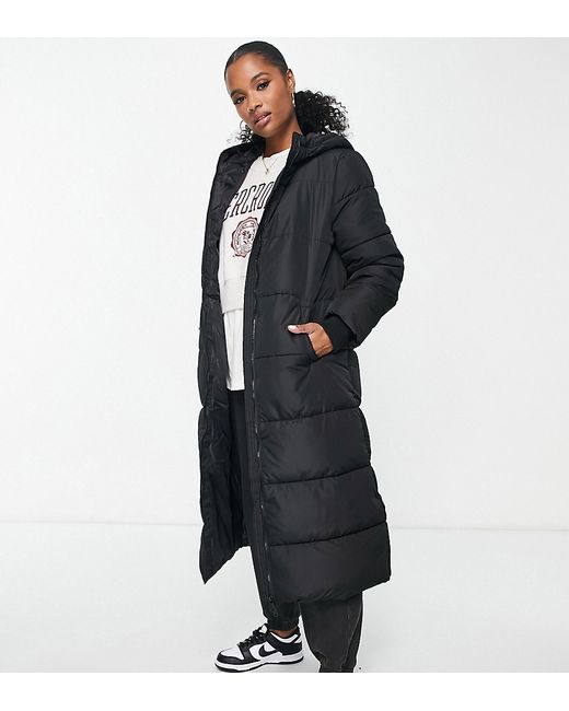 Pieces Petite maxi padded hooded coat in