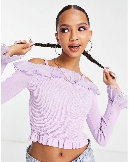 Urban Revivo shirred off the shoulder sweater in