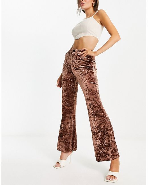 Noisy May crushed velvet flared pants in part of a set