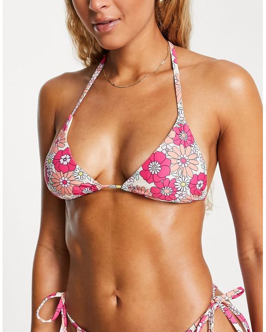 The Frolic Lewis triangle bikini top in ditsy floral print-