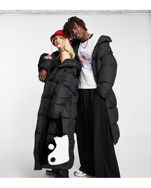 Collusion maxi puffer jacket with hood in