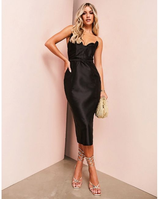 ASOS Luxe bandeau cocktail midi dress in