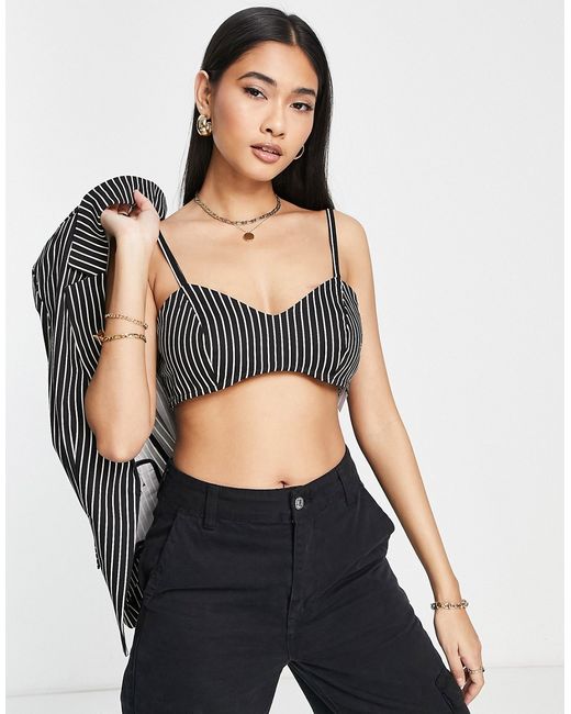 TopShop striped bralette in monochrome part of a set-