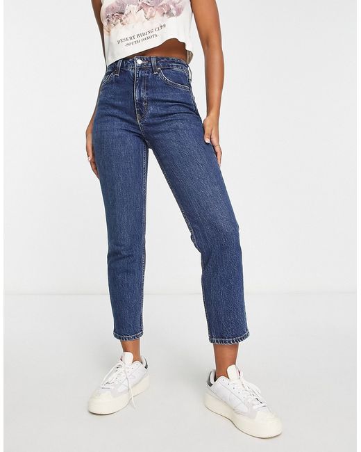 TopShop straight jeans with clean hem in indigo-