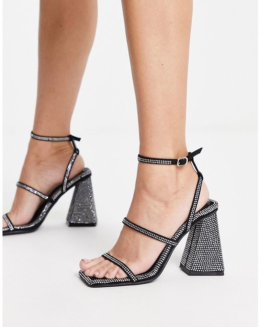 Public Desire Skye tie ankle sandals with diamantes in