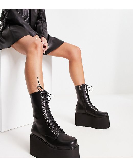 Lamoda Platform lace up ankle boot in Exclusive to