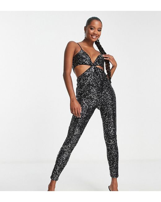 Jaded Rose Petite cami jumpsuit with cut out in sequin