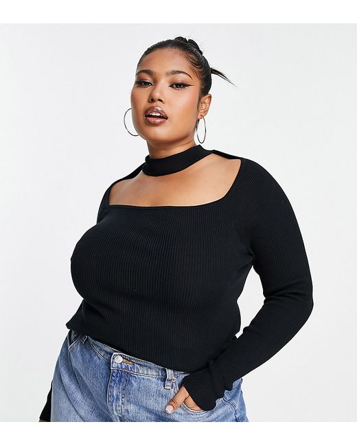 ASOS Curve DESIGN Curve sweater with cut out neck detail in