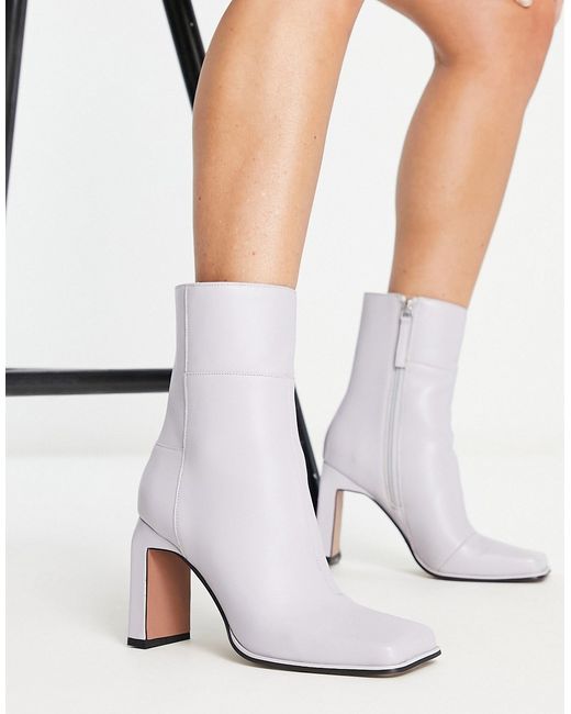 Asos Design Envy leather high-heeled boots in lilac-