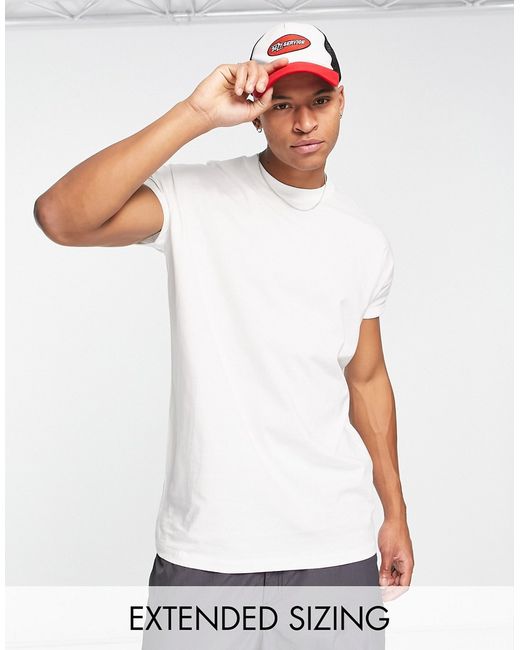 Asos Design oversized longline t-shirt with crew neck and roll sleeve in