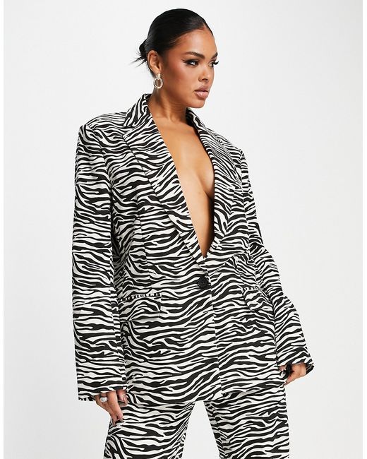 Kaiia oversized relaxed blazer in zebra part of a set-