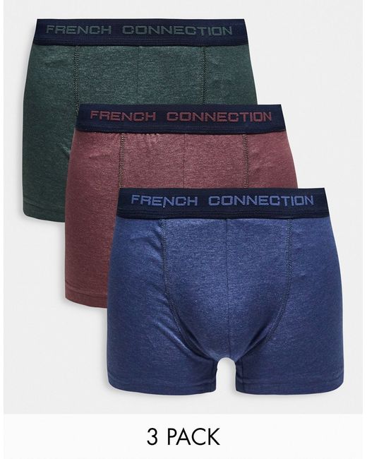 French Connection 3 pack boxers in black and burgundy