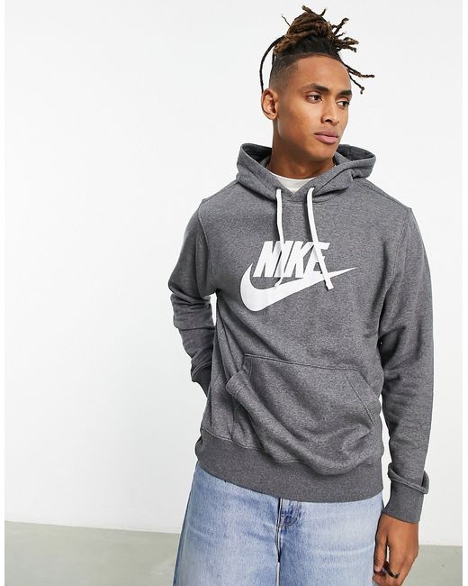 Nike Club Fleece HBR hoodie in charcoal-