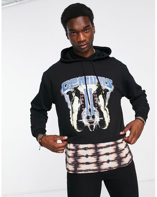 Asos Design oversized hoodie in with double layer tie dye and front print