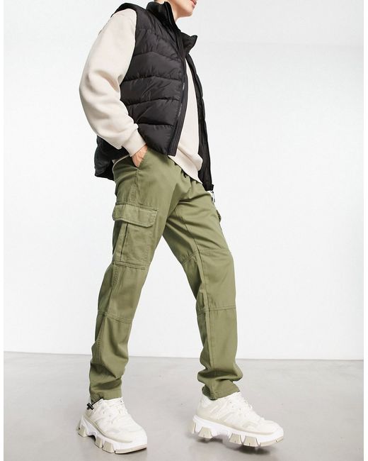 New Look cuffed cargo pants in khaki-