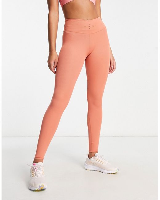Nike Training Dri-FIT One Luxe 7/8 ribbed leggings in terracotta-