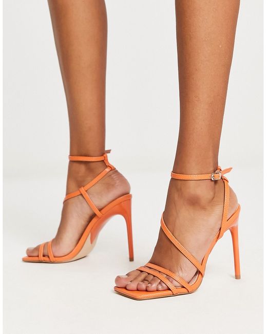 Schuh Santi strappy heeled sandals in orange snake-