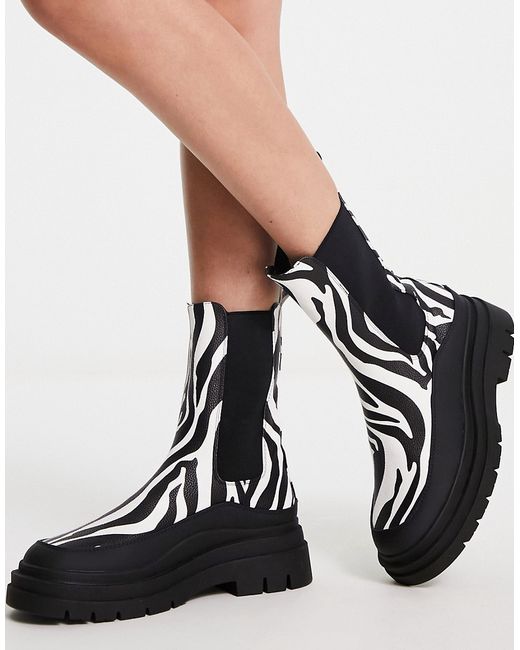 Asos Design Antidote chunky chelsea boots in zebra-