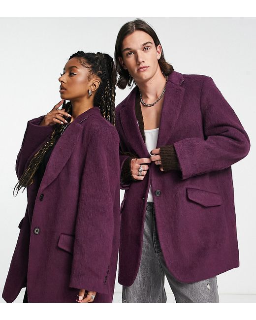 Collusion oversized textured blazer in purple-