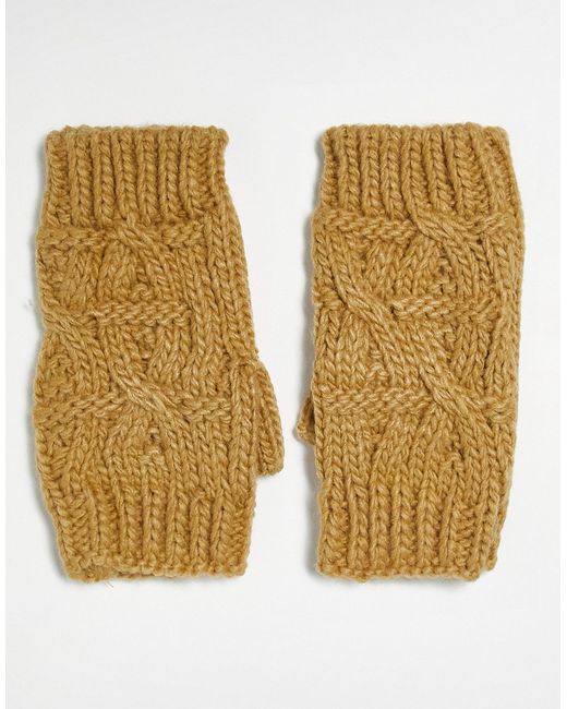 Boardmans textured knit mittens in camel-